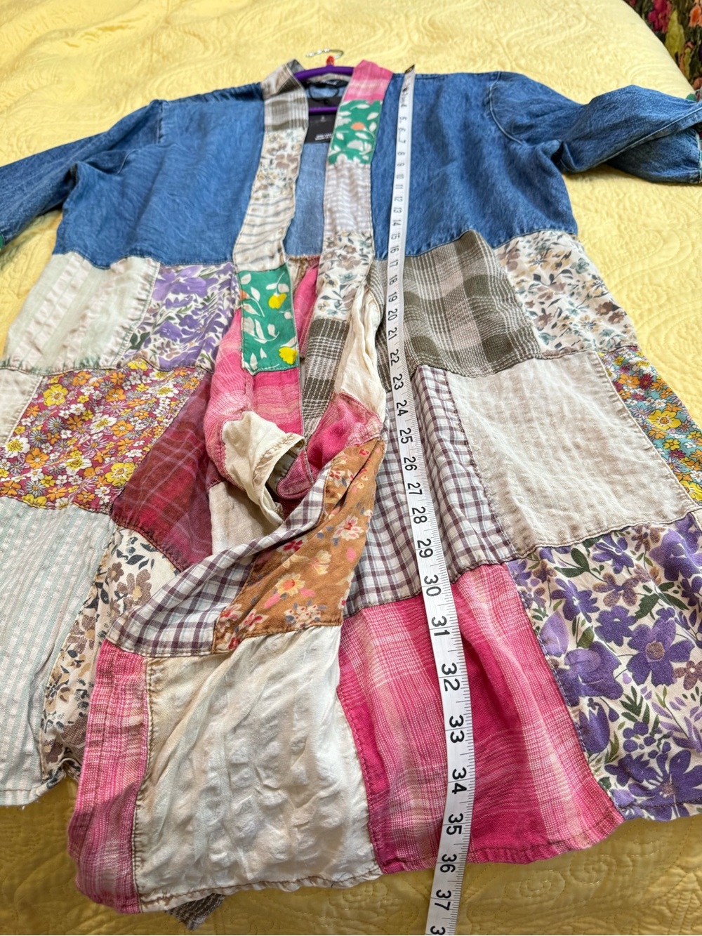 H250 NWT Young Threads L ptp22 Boho Patchwork Kimono Jacket - Multi - Picture 8 of 10